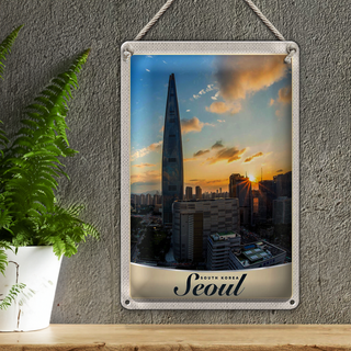 Blechschild Reise 20x30cm Seoul Süd Korea Architektur Stadt