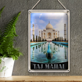 Blechschild Reise 20x30cm Taj Mahal Indien Vordergarten Moschee
