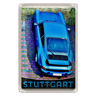 Blechschild Reise 20x30cm Stuttgart Deutschland Fahrzeug blau