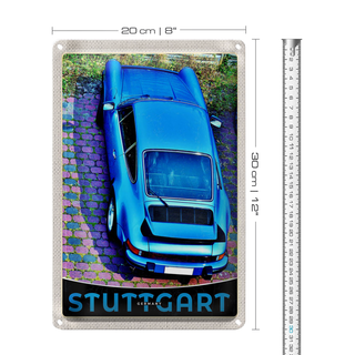 Blechschild Reise 20x30cm Stuttgart Deutschland Fahrzeug blau
