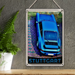 Blechschild Reise 20x30cm Stuttgart Deutschland Fahrzeug blau
