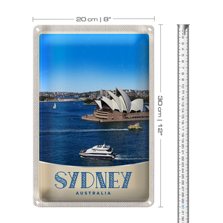 Blechschild Reise 20x30cm Sydney Australien Meer Schiff Yacht