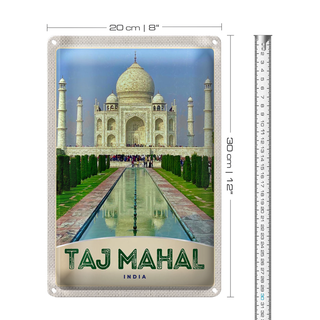 Blechschild Reise 20x30cm Taj Mahal Agra Moschee Islam Muslime