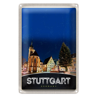 Blechschild Reise 20x30cm Stuttgart Altstadt Gebäude Architektur