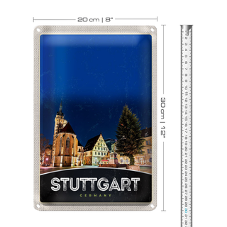 Blechschild Reise 20x30cm Stuttgart Altstadt Gebäude Architektur