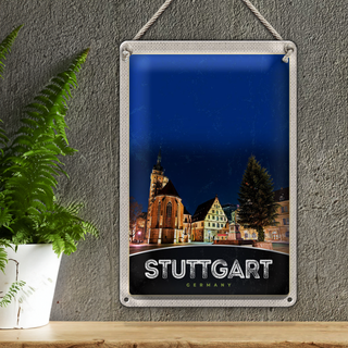 Blechschild Reise 20x30cm Stuttgart Altstadt Gebäude Architektur