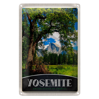 Blechschild Reise 20x30cm Yosemite Amerika Natur Bäume Gebirge
