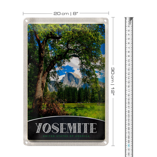 Blechschild Reise 20x30cm Yosemite Amerika Natur Bäume Gebirge