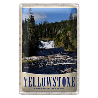 Blechschild Reise 20x30cm Yellowstone Wasserfall Gebirge Natur