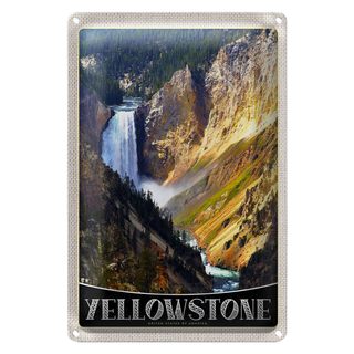 Blechschild Reise 20x30cm Yellowstone Wasserfall Fluss Natur