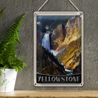 Blechschild Reise 20x30cm Yellowstone Wasserfall Fluss Natur