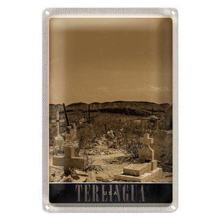 Blechschild Reise 20x30cm Therlingua USA Amerika Grabstein Wüste