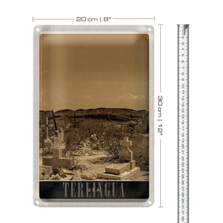 Blechschild Reise 20x30cm Therlingua USA Amerika Grabstein Wüste