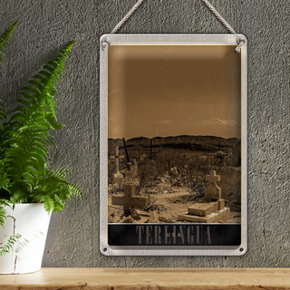 Blechschild Reise 20x30cm Therlingua USA Amerika Grabstein Wüste