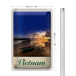 Blechschild Reise 20x30cm Vietnam Asien Boot Meer Natur Urlaub