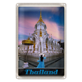Blechschild Reise 20x30cm Thailand Wait Traimit golden Kloster