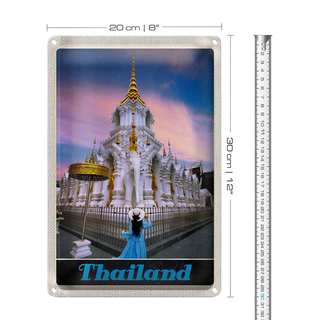Blechschild Reise 20x30cm Thailand Wait Traimit golden Kloster