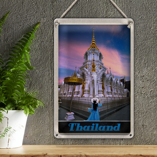 Blechschild Reise 20x30cm Thailand Wait Traimit golden Kloster
