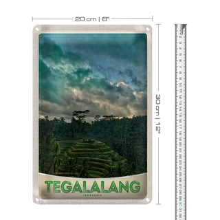 Blechschild Reise 20x30cm Tegalalang Indonesien Asien Tropen