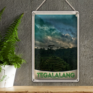 Blechschild Reise 20x30cm Tegalalang Indonesien Asien Tropen