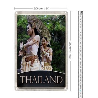 Blechschild Reise 20x30cm Thailand Tropen Natur Frau Religion