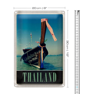 Blechschild Reise 20x30cm Thailand Meer blaues Meer Boot Natur