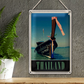 Blechschild Reise 20x30cm Thailand Meer blaues Meer Boot Natur