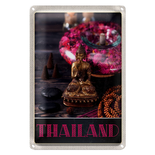 Blechschild Reise 20x30cm Thailand Asien Buddha Gott Religion