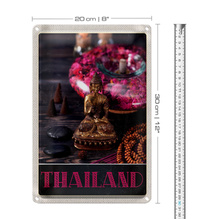 Blechschild Reise 20x30cm Thailand Asien Buddha Gott Religion