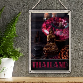 Blechschild Reise 20x30cm Thailand Asien Buddha Gott Religion