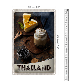 Blechschild Reise 20x30cm Thailand Urlaub Essen Kuchen Getränk