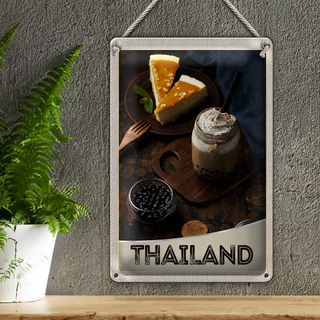 Blechschild Reise 20x30cm Thailand Urlaub Essen Kuchen Getränk