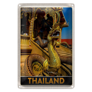 Blechschild Reise 20x30cm Thailand Asien Drachen bunt Tempelk