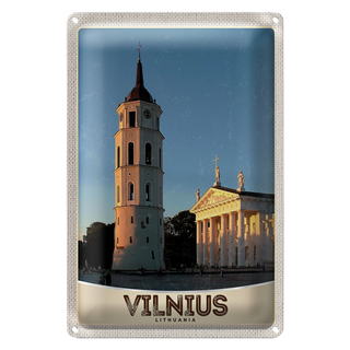Blechschild Reise 20x30cm Vilnius Litauen Kirche Architektur