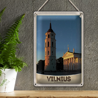 Blechschild Reise 20x30cm Vilnius Litauen Kirche Architektur