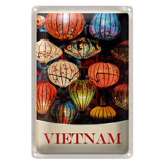 Blechschild Reise 20x30cm Vietnam Asien bunte Laterne Kultur