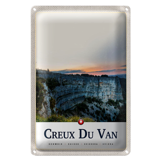 Blechschild Reise 20x30cm Creux du Van Schweiz Europa Gebirge