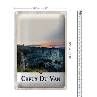 Blechschild Reise 20x30cm Creux du Van Schweiz Europa Gebirge
