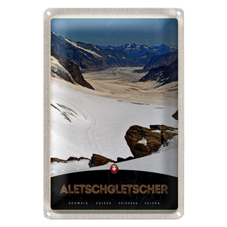 Blechschild Reise 20x30cm Aletschgletsch Schweiz Schnee Natur