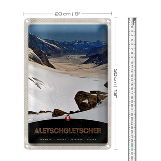 Blechschild Reise 20x30cm Aletschgletsch Schweiz Schnee Natur