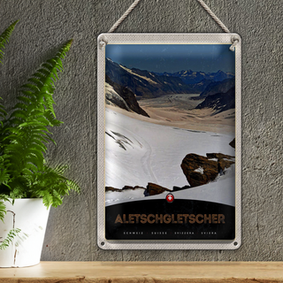 Blechschild Reise 20x30cm Aletschgletsch Schweiz Schnee Natur