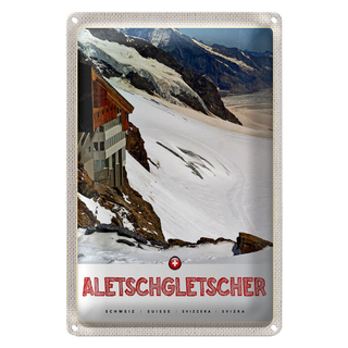 Blechschild Reise 20x30cm Aletschgletsch Schweiz Schnee Winter