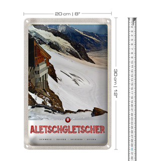 Blechschild Reise 20x30cm Aletschgletsch Schweiz Schnee Winter