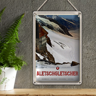 Blechschild Reise 20x30cm Aletschgletsch Schweiz Schnee Winter