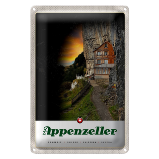 Blechschild Reise 20x30cm Appenzeller Gebirge Gebäude Schweiz