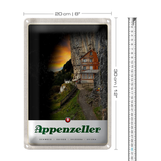 Blechschild Reise 20x30cm Appenzeller Gebirge Gebäude Schweiz