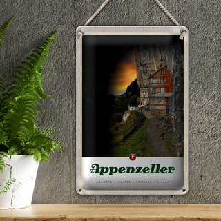Blechschild Reise 20x30cm Appenzeller Gebirge Gebäude Schweiz