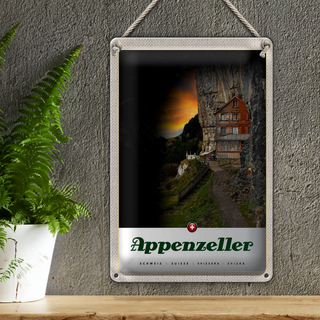 Blechschild Reise 20x30cm Appenzeller Gebirge Gebäude Schweiz