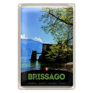 Blechschild Reise 20x30cm Brissago Schweiz Architektur Urlaub