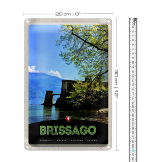 Blechschild Reise 20x30cm Brissago Schweiz Architektur Urlaub